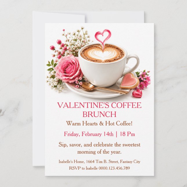 Invitation Brunch Café de la Saint-Valentin - Rassemblement d (Devant)