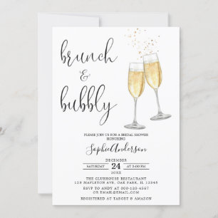 Invitation Brunch champagne minimaliste et Fête des mariées m