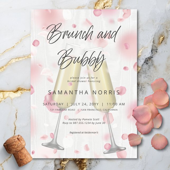 Invitation Brunch champagne moderne & Fête des mariées mousse (Modern Champagne Brunch & Bubbly Bridal Shower Invitation)