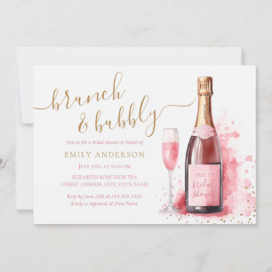Invitation Brunch Champagne Rose Et Fête des mariées Bubble