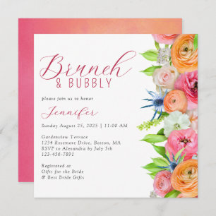 Invitation Brunch chic et Fête des mariées fleurie bulle