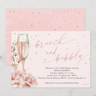 Invitation Brunch chic floral floral flûtes champagne et mous