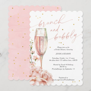 Invitation Brunch chic floral floral flûtes champagne et mous