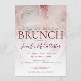 Invitation Brunch chic floral géométrique moderne de Fête de