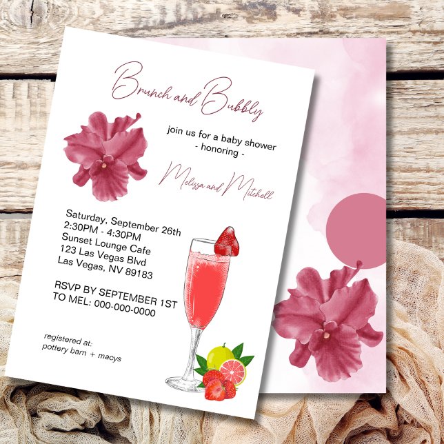 Invitation Brunch Citrus Purple Et Baby shower Bubbly (Créateur téléchargé)