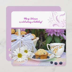 Invitation Brunch d'anniversaire aux muffins bleuets