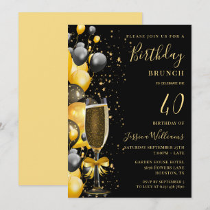 Invitation Brunch d'anniversaire Ballons & Champagne