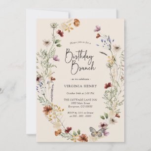 Invitation Brunch d'anniversaire Bohème Fleur Sauvage