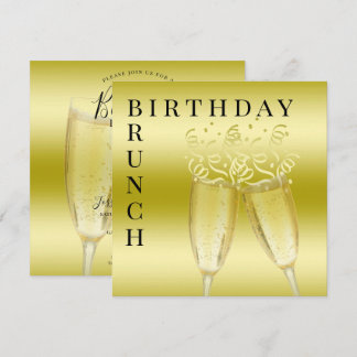 Invitation Brunch d'anniversaire Champagne & Streamers