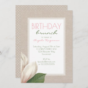Invitation Brunch d'anniversaire des femmes Magnolia Bloom