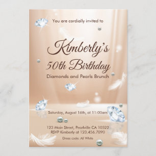 Invitation Brunch d'anniversaire Diamonds and Pearls