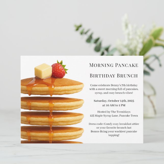 Invitation Brunch d'anniversaire du matin du crêpe | Week-end (Debout devant)
