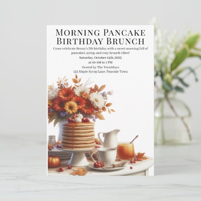 Invitation Brunch d'anniversaire du matin du crêpe | Week-end (Debout devant)