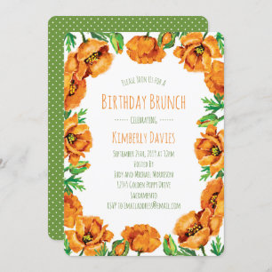 Invitation Brunch d'anniversaire du Pavot d'Orange