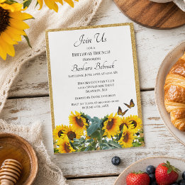 Invitation Brunch d'anniversaire Élégant et Rustique aux Tour