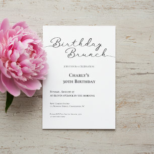 Invitation Brunch d'anniversaire minimaliste pour 30 ans