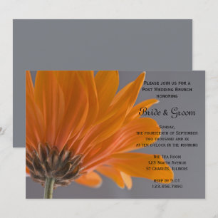 Invitation Brunch d'après mariage Orange Daisy Gris