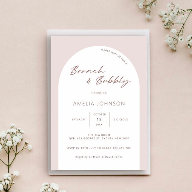 Invitation Brunch d'arc moderne et minimaliste et mousseux (Créateur téléchargé)