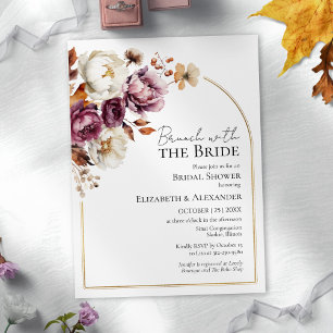 Invitation Brunch d'automne floral de Bourgogne avec douche d