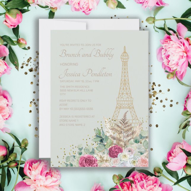 Invitation Brunch de baby shower Paris Tour Eiffel  (Créateur téléchargé)
