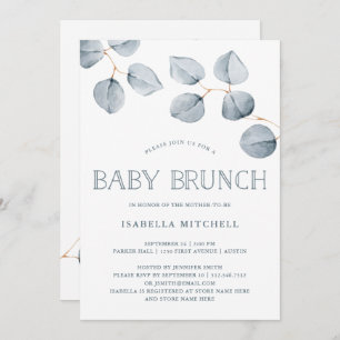 Invitation Brunch de bébé de la simplicité   d'eucalyptus