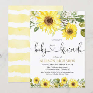 Invitation Brunch de bébé Sunflowers vert vert blanc floral