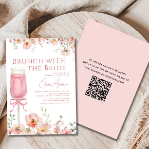 Invitation Brunch de code QR avec la Fête des mariées rose ma