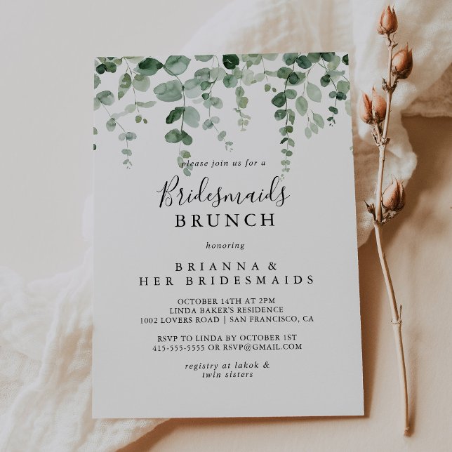 Invitation Brunch de Demoiselles d'Honneur au Eucalyptus Mini (Créateur téléchargé)