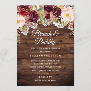 Invitation Brunch De Dentelle Bourgogne Et Fête des mariées B