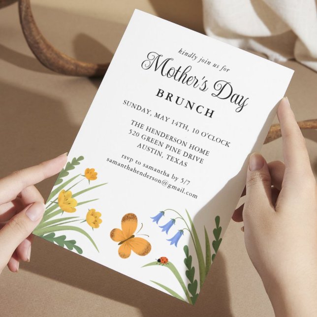 Invitation Brunch de la fête des Mères Floral Coccinelle Papi (Créateur téléchargé)