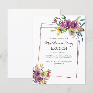 Invitation Brunch de la fête des mères floral géométrique jau