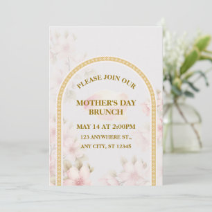 Invitation Brunch de la fête des mères, floral rose aquarelle