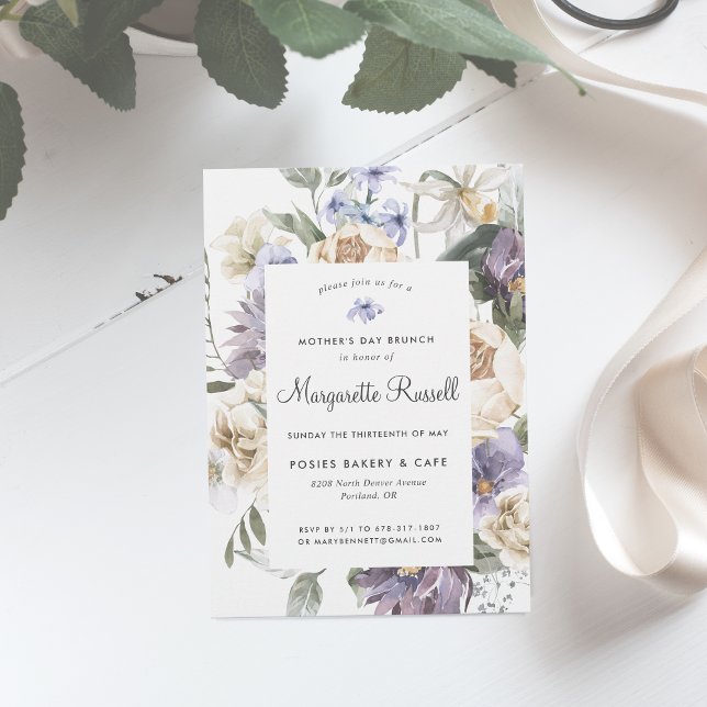 Invitation Brunch de la fête des mères florale de printemps à (Créateur téléchargé)