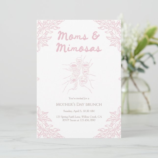 Invitation Brunch de la fête des Mères Moms et Mimosas (Debout devant)