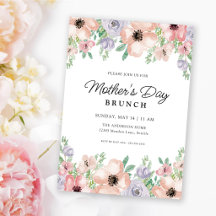 Brunch de la fête des mères Pastel Floral Aquarell