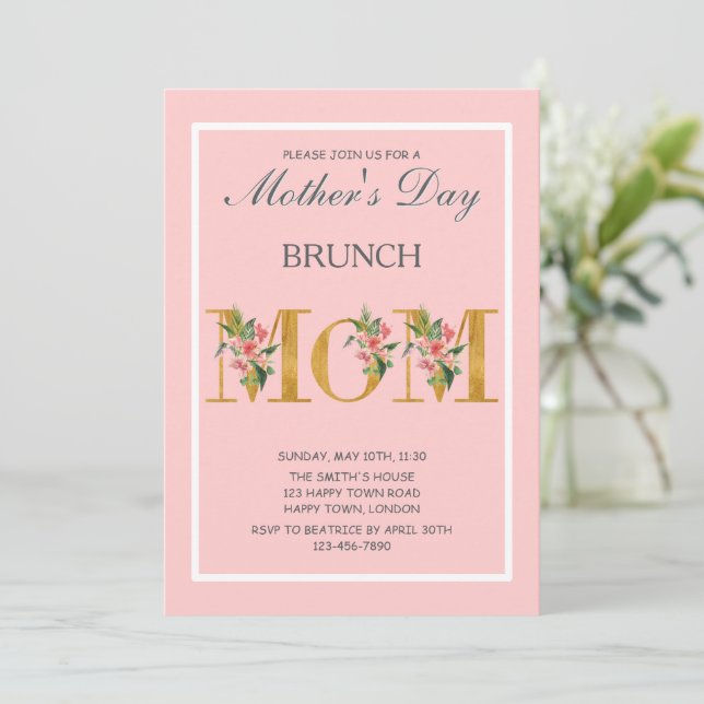 INVITATION BRUNCH DE LA FÊTE DES MÈRES PERSONNALISABLE (Debout devant)