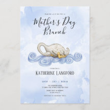 Brunch de la mère de jour de l'aquarelle de cygne