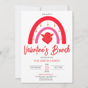 Invitation Brunch de la Saint-Valentin Arc-en-ciel rouge et C