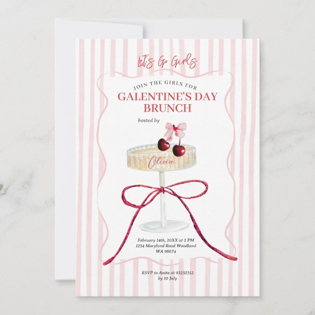 Invitation Brunch de la Saint-Valentin entre copines au Champ (Devant)