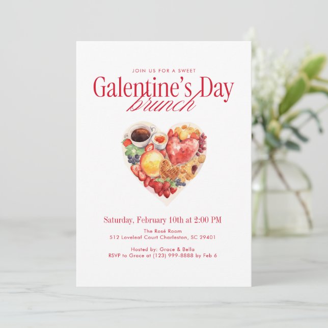 Invitation Brunch de la Saint-Valentin entre meilleures amies (Debout devant)
