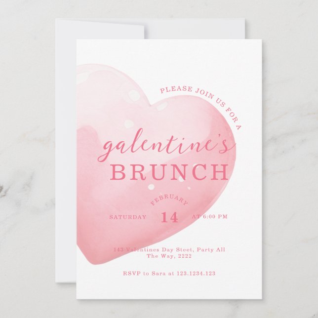 Invitation Brunch de la Saint-Valentin Moderne aux Grandes Cœ (Devant)
