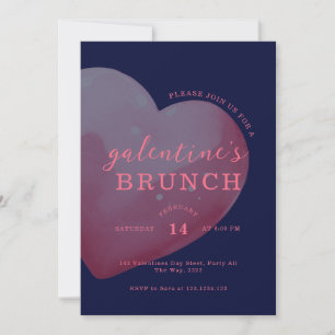 Invitation Brunch de la Saint-Valentin Moderne Bleu Grand Cœu