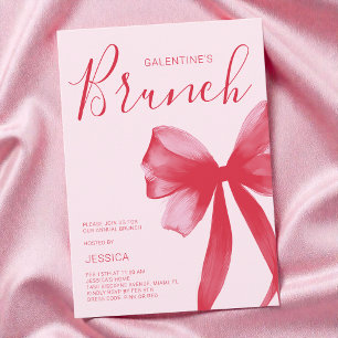 Invitation Brunch de la Saint-Valentin rose Galentine en aqua