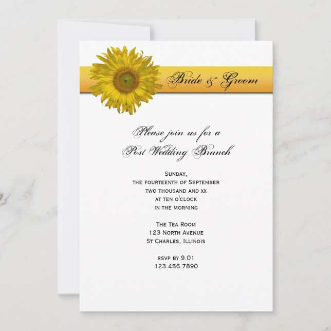 Invitation Brunch de lendemain de mariage rayé tournesol (Devant)