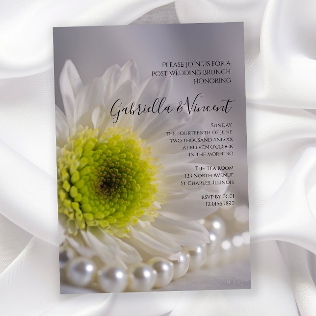 Invitation Brunch de lendemain de mariage White Daisy et Perl (Créateur téléchargé)