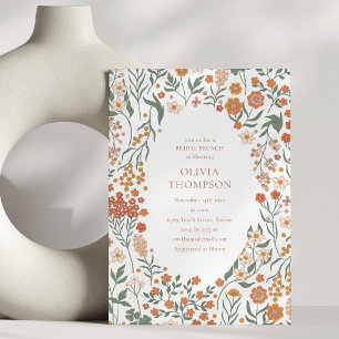 Invitation Brunch de mariage automnal Terracotta Fleur sauvag