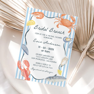 Invitation Brunch de mariage aux fruits de mer à l'aquarelle