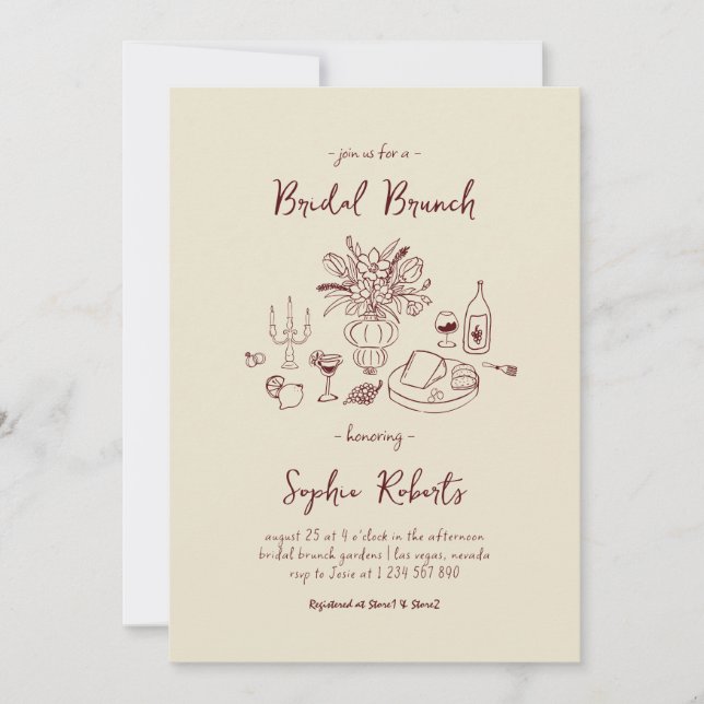 Invitation Brunch de mariage avec écriture manuscrite fantais (Devant)