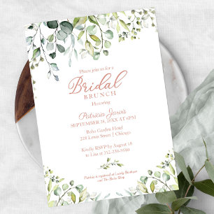 Invitation Brunch de mariage avec verdure d'eucalyptus à l'aq
