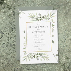 Invitation Brunch de mariage chic avec verdure à l'aquarelle